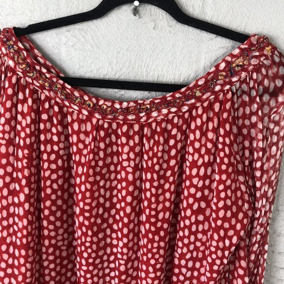 Paul Ropp Dress Womens Size 3 Red White Polka Dot Paisley Boho Rayon Indonesia - Picture 14 of 16